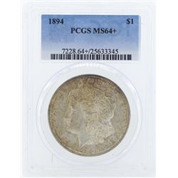 1894 $1 Morgan Silver Dollar Coin PCGS MS64+