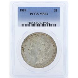 1889 $1 Morgan Silver Dollar Coin PCGS MS63