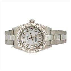 Rolex Stainless Steel 0.77ctw Diamond Oyster Perpetual Ladies Wristwatch