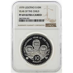 1979 Lesotho 10 Maloti Year of the Child Silver Coin NGC PF69 Ultra Cameo