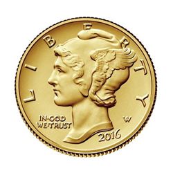 2016-W Mercury Dime Gold Centennial Commemorative Coin with Box/Coa