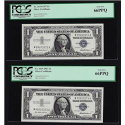 (2) Sequential 1957 $1 Silver Certificate Notes PCGS Gem New 66PPQ