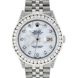 Rolex Stainless Steel 3.00ctw Diamond Datejust Mens Wristwatch