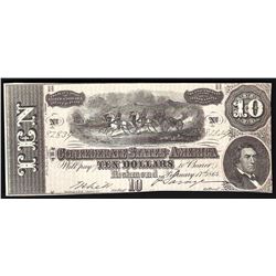 1864 $10 The Confederate States of America Note