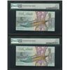 Image 2 : Lot of (2) 1992 $3 Cook Islands Commemorative Currency Note PMG Gem Unc 66EPQ