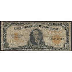 1922 $10 Large Size Gold Certificate Note