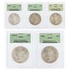 Image 1 : Set of (5) $1 Morgan Silver Dollar Coins PCGS MS63 Green Holders