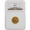 Image 1 : 1893 $5 Liberty Head Half Eagle Gold Coin NGC MS62