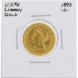 1893-S $5 Liberty Head Half Eagle Gold Coin