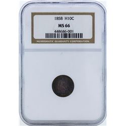 1858 Seated Liberty Half Dime Coin NGC MS66