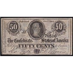 1864 Fifty Cents The Confederate States of America Note