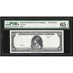 1929 American Bank Note Company Test Note 10 Units PMG Gem Uncirculated 65EPQ