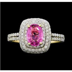 14KT Yellow Gold 1.35ct Pink Sapphire and Diamond Ring