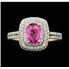Image 1 : 14KT Yellow Gold 1.35ct Pink Sapphire and Diamond Ring