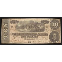1864 $10 The Confederate States of America Note