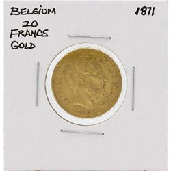 1871 Belgium 20 Francs Gold Coin