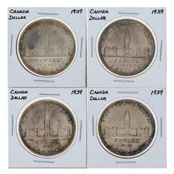 Lot of (4) 1939 $1 Canada Silver Coins