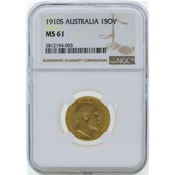 1910S Australia 1 Sovereign Gold Coin NGC MS61