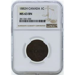 1882H Canada One Cent Coin NGC MS63BN