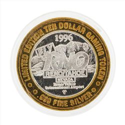 .999 Silver Fly RNO Reno Tahoe $10 Casino Gaming Token Limited Edition