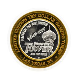 .999 Silver Stratosphere Tower $10 Casino Gaming Token Limited Edition