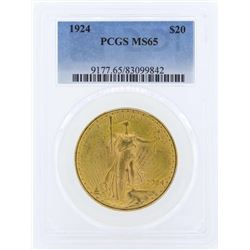 1924 $20 St. Gaudens Double Eagle Gold Coin PCGS MS65