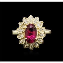 14KT Yellow Gold 1.58ct Pink Tourmaline and Diamond Ring