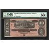 Image 1 : 1864 $10 The Confederate States of America Note T-68 PMG Choice Uncirculated 63E