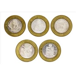 Lot of (5) 2004-2005 Mexico 100 Pesos Bi-Metallic Coins