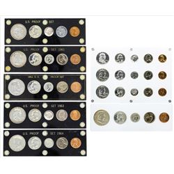 Lot of 1956-1964 (5) Coin Proof Sets