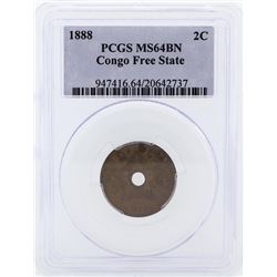 1888 Congo Free State 2 Centimes Coin PCGS MS64BN