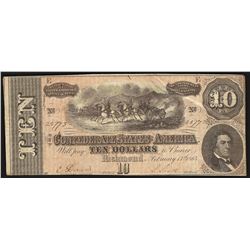 1864 $10 The Confederate States of America Note