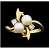 Image 1 : 10KT Yellow Gold Pearl and White Quartz Ring