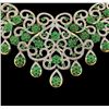 Image 2 : SILVER 25.23ctw Emerald and Diamond Necklace