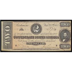 1864 $2 The Confederate States of America Note