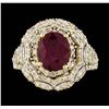 Image 1 : 14KT Yellow Gold 3.72ct Ruby and Diamond Ring