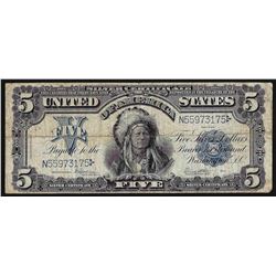 1899 $5 Indian Chief Silver Certificate Bank Note