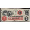 Image 1 : 1800's $3 The Bank of Washington North Carolina Obsolete Note