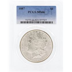1887 $1 Morgan Silver Dollar Coin PCGS MS66