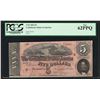 Image 1 : 1864 $5 The Confederate States of America Note T-69 PCGS New 62PPQ