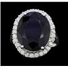Image 1 : 14KT White Gold 11.49ct Sapphire and Diamond Ring