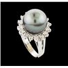 Image 4 : 14KT White Gold Pearl and Diamond Ring