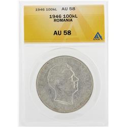 1946 100000 Lei Romania Coin ANACS AU58