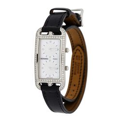Hermes Ladies Stainless Steel and Diamond Cape Cod Dual Zone Wristwatch