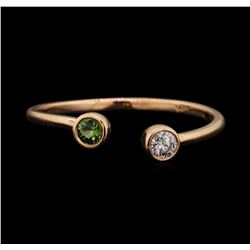 14KT Rose Gold Green Quartz and Diamond Ring
