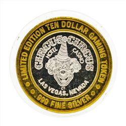 .999 Silver Circus Circus Hotel and Casino $10 Casino Gaming Token Limited Editi