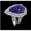Image 4 : Platinum 11.44ct GIA Certified Tanzanite and Diamond Ring