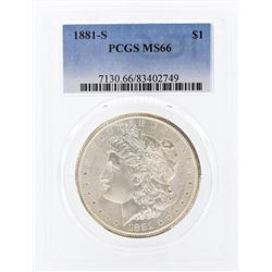 1881-S $1 Morgan Silver Dollar Coin PCGS MS66
