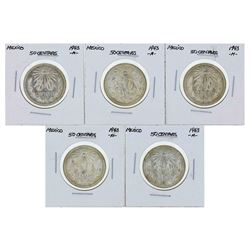 Lot of (5) 1943M Mexico 50 Centavos Coins