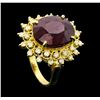 Image 4 : 14KT Yellow Gold 11.98ctw Ruby and Diamond Ring